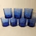 Vintage Libbey Facets Cobalt Blue Old Fashioned Rocks Glasses Set Of 7