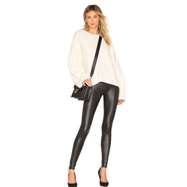 SPANX Faux Leather Leggings Black Size MP