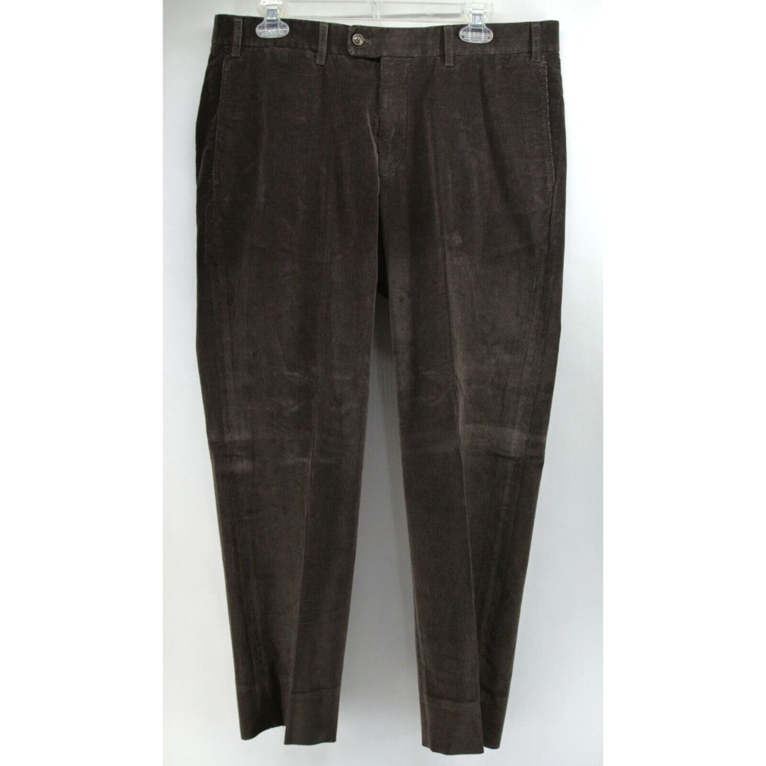 Hiltl Mens Pants Brown Corduroy Two Face Ultimate Trousers Carlo Bonomi 36x30