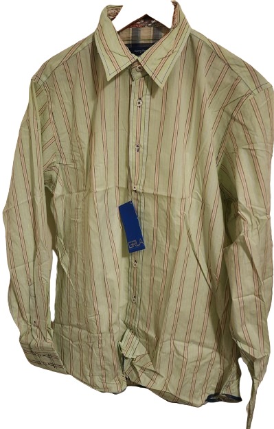 Georg Roth Los Angeles Light Green Striped Casual Button-Up Shirt (Size XL)