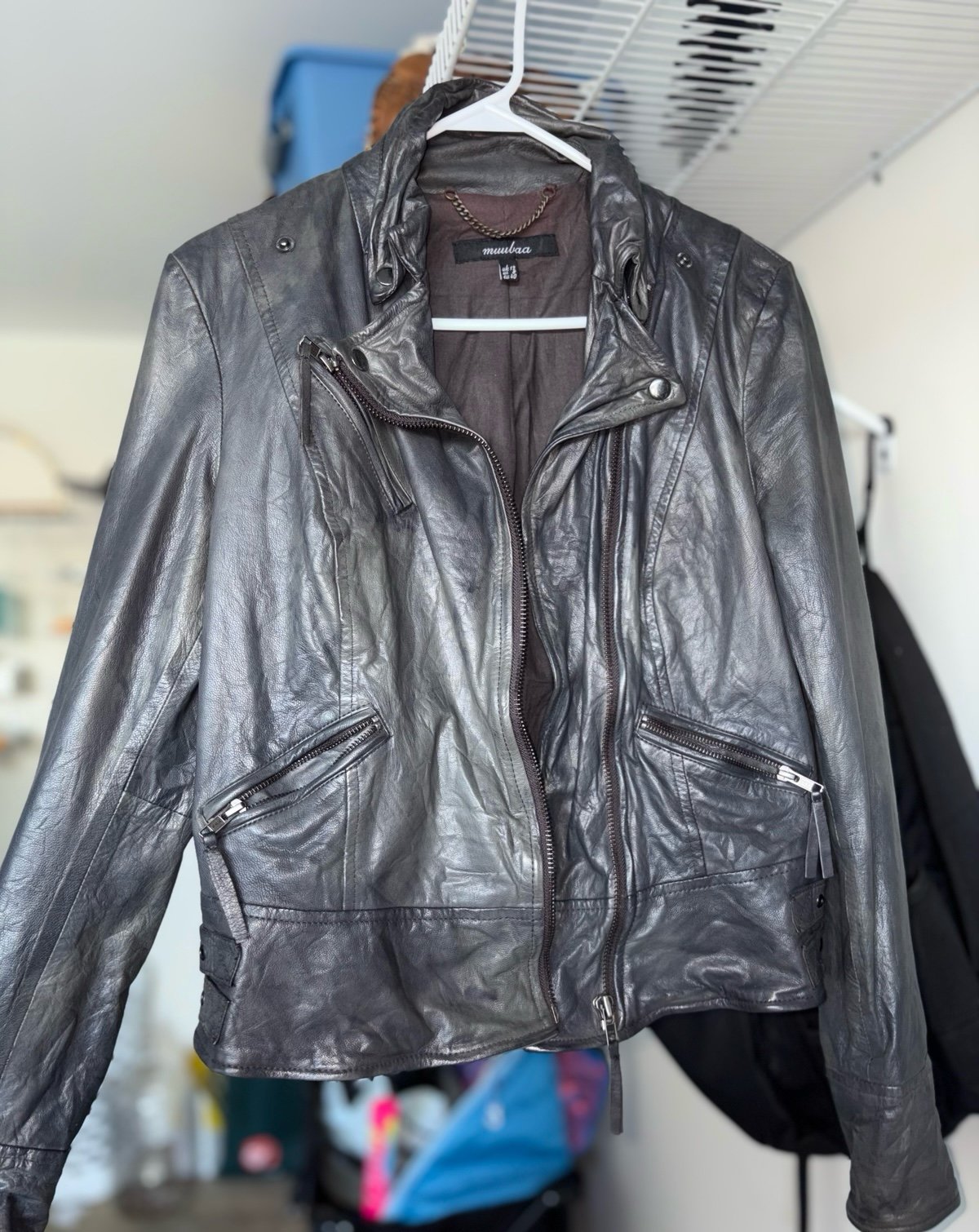 Vintage Muubaa Leather Jacket state grey- Free people fits sz 8/10