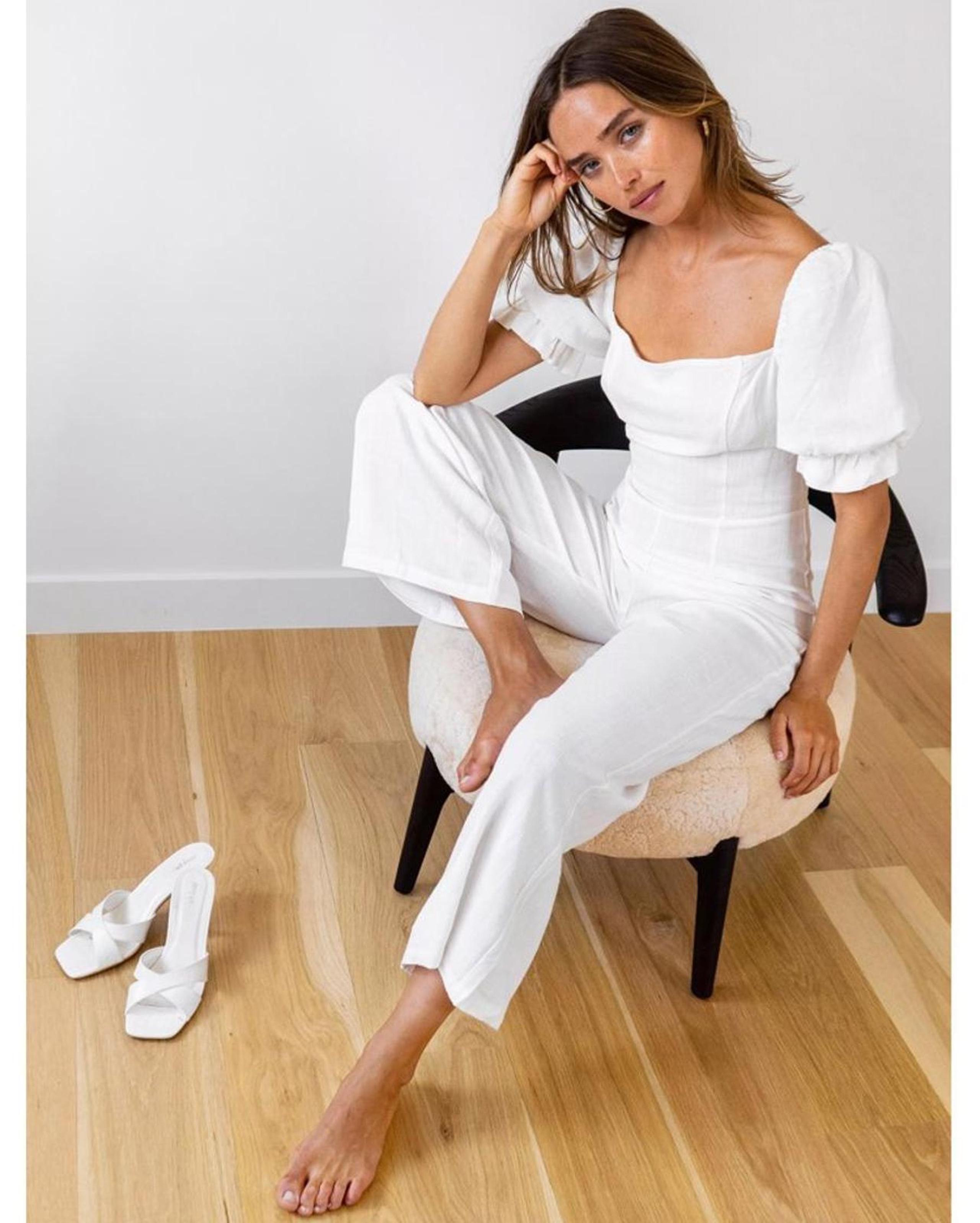 Nasty Gal Sunday Best Linen Look Puff Sleeve Wide Leg Jumpsuit NWT Size 2