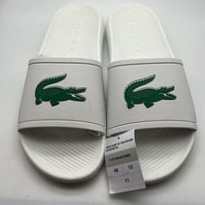 Lacoste croco sliders in white / green- NWT- Men 12/ EUR 46