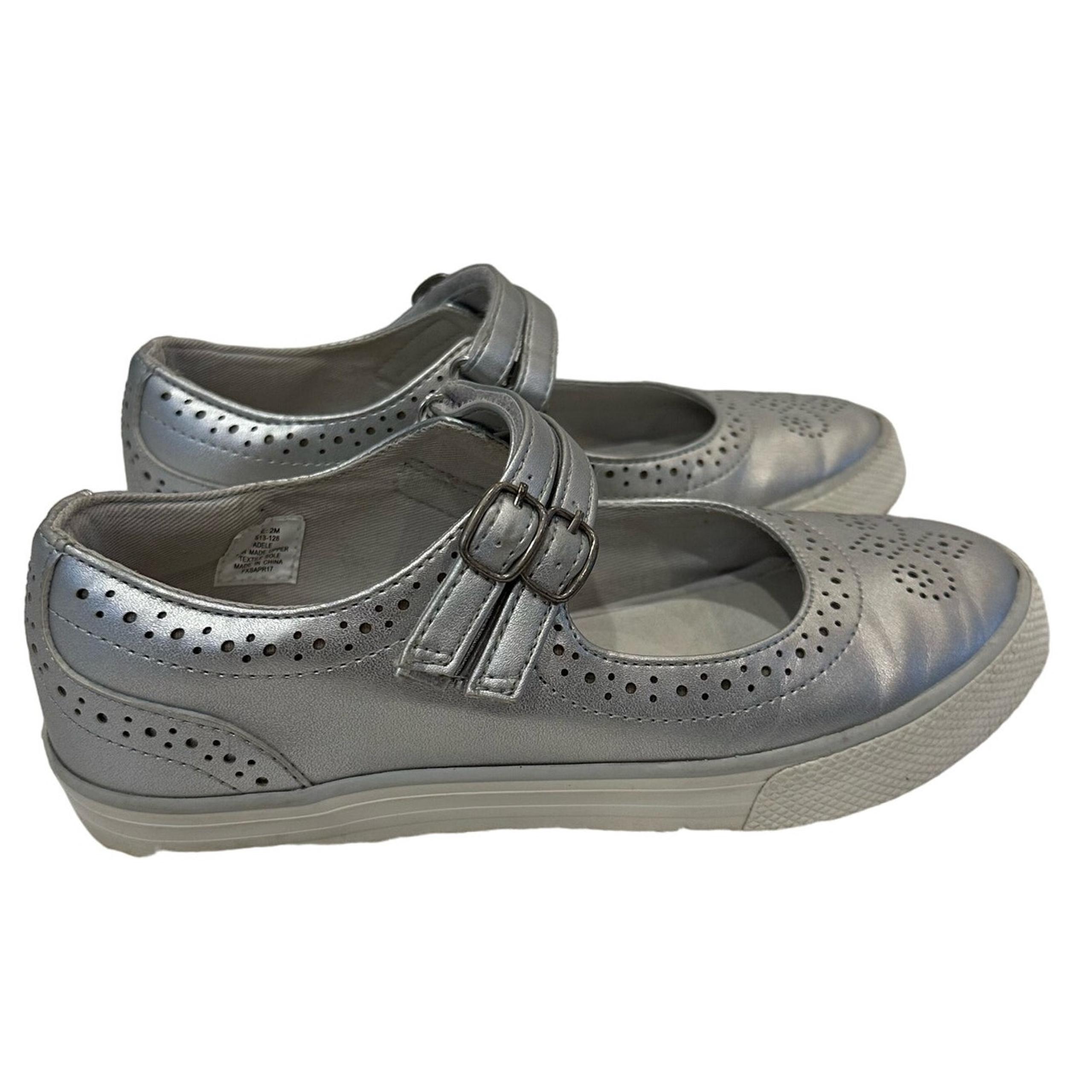 Hanna Andersson Adele Silver Mary Janes sz 2 youth