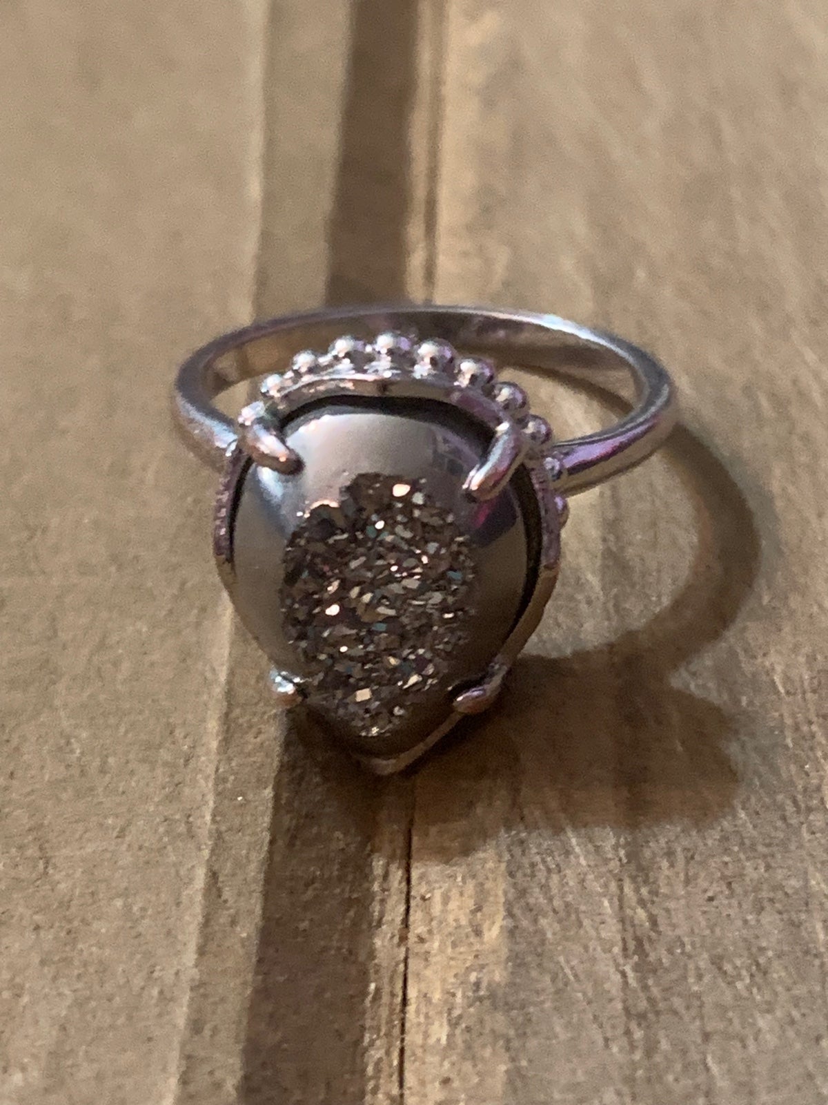Rare Kendra Scott Platinum Drusy Ring in Silver