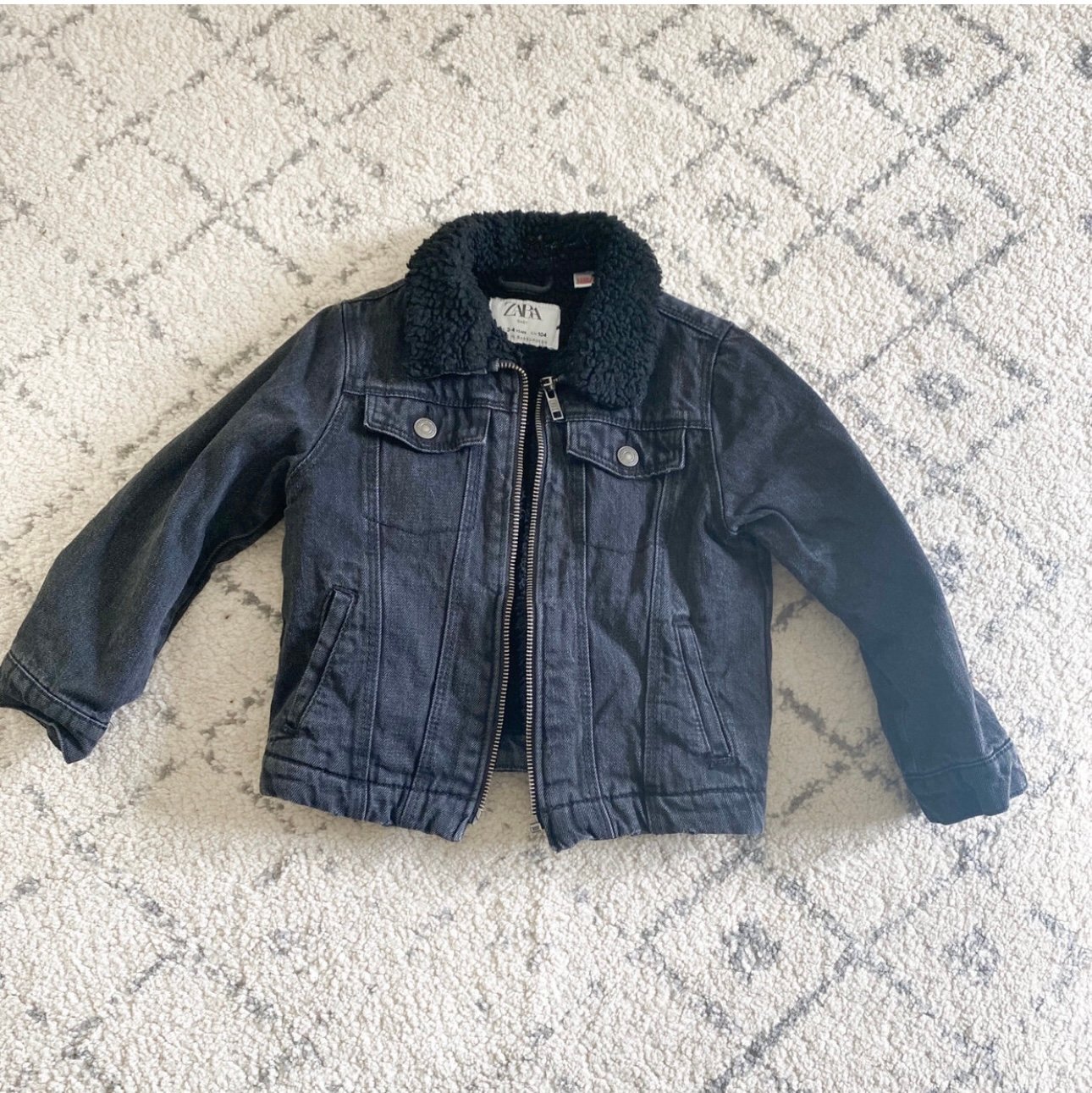 Zara denim and shearling black jacket