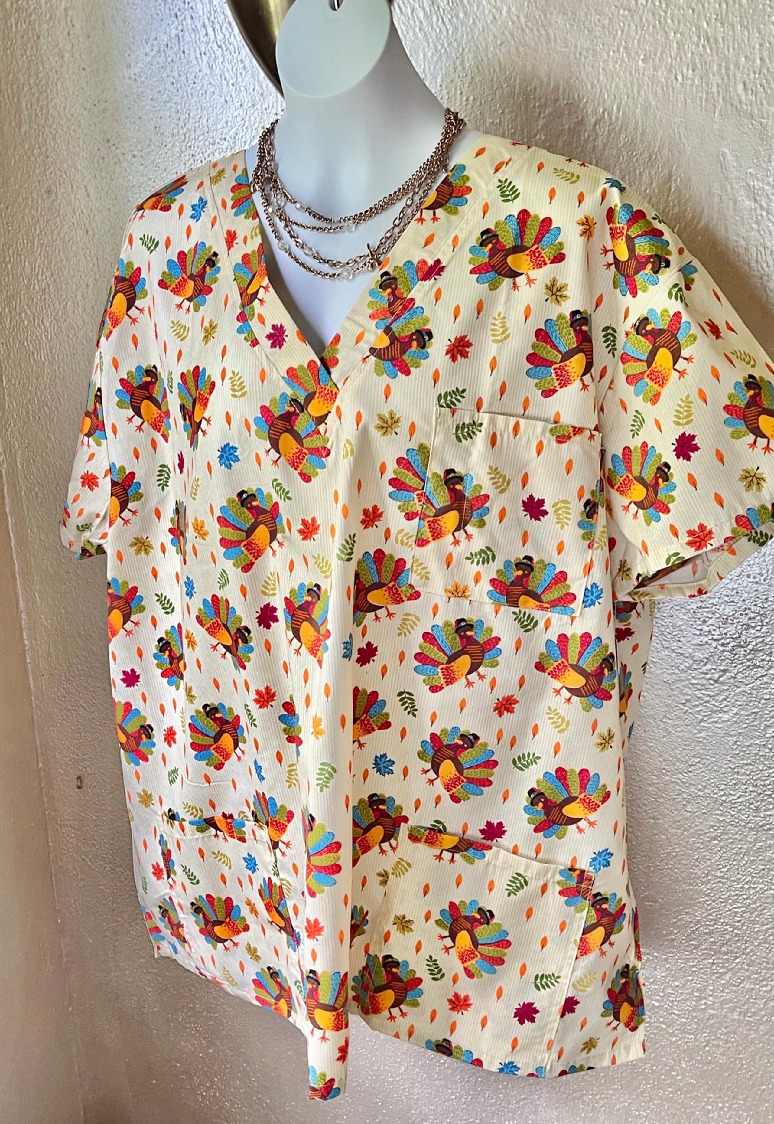 Just Love Turkey scrub top NWT