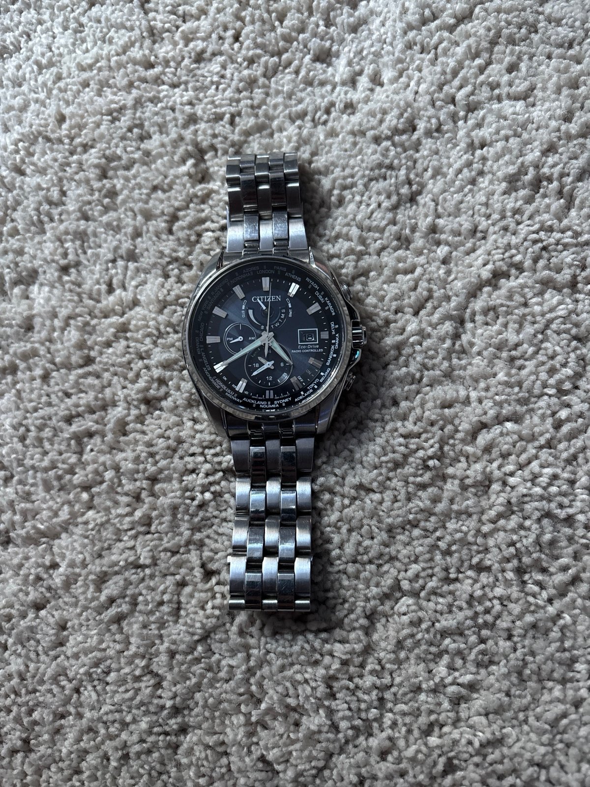 Pre-Owned CITIZEN Watch Eco-Drive Radio-Controlled H820-T023096 SS Navy Dial