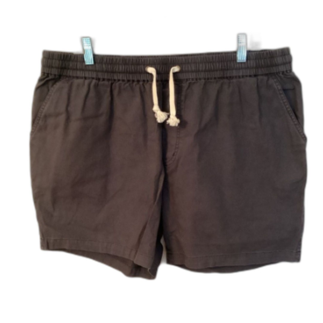 MARINE LAYER MENS XL GREY SATURDAY SHORTS CANVAS POCKETS 5 INSEAM PULL ON WAIST