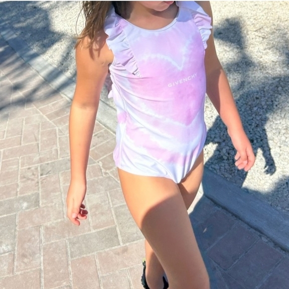 Givenchy Girls Pink and White Tie-Dye Swimsuit