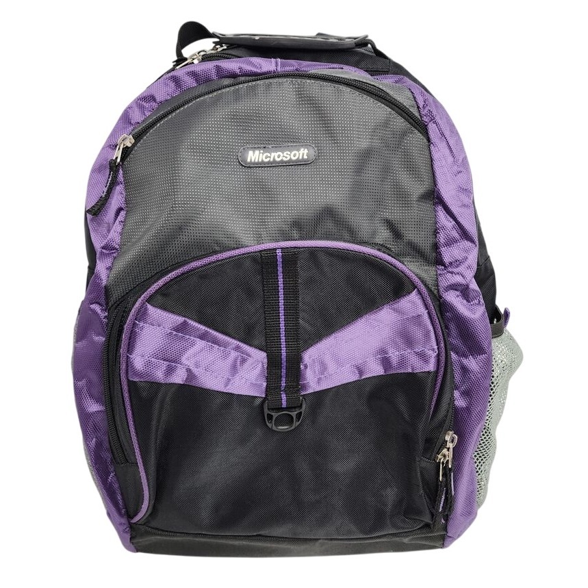 Microsoft Backpack Laptop Bag Zipper Pockets Purple Black
