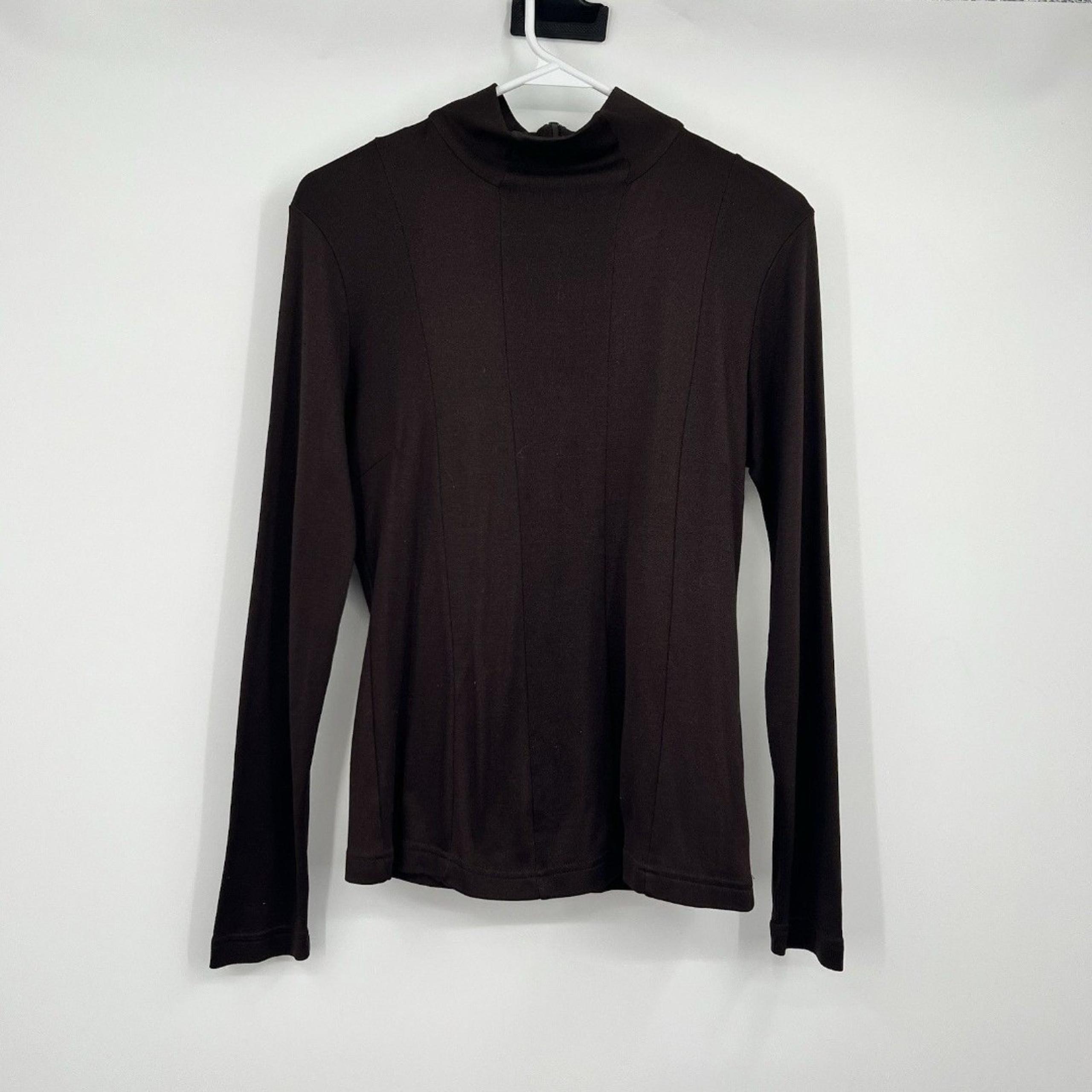 Carlisle High Neck Brown M Silk Cashmere Layering Shirt Preppy Classy Feminine