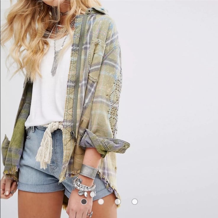 Free people deconstructed plaid flannel jacket