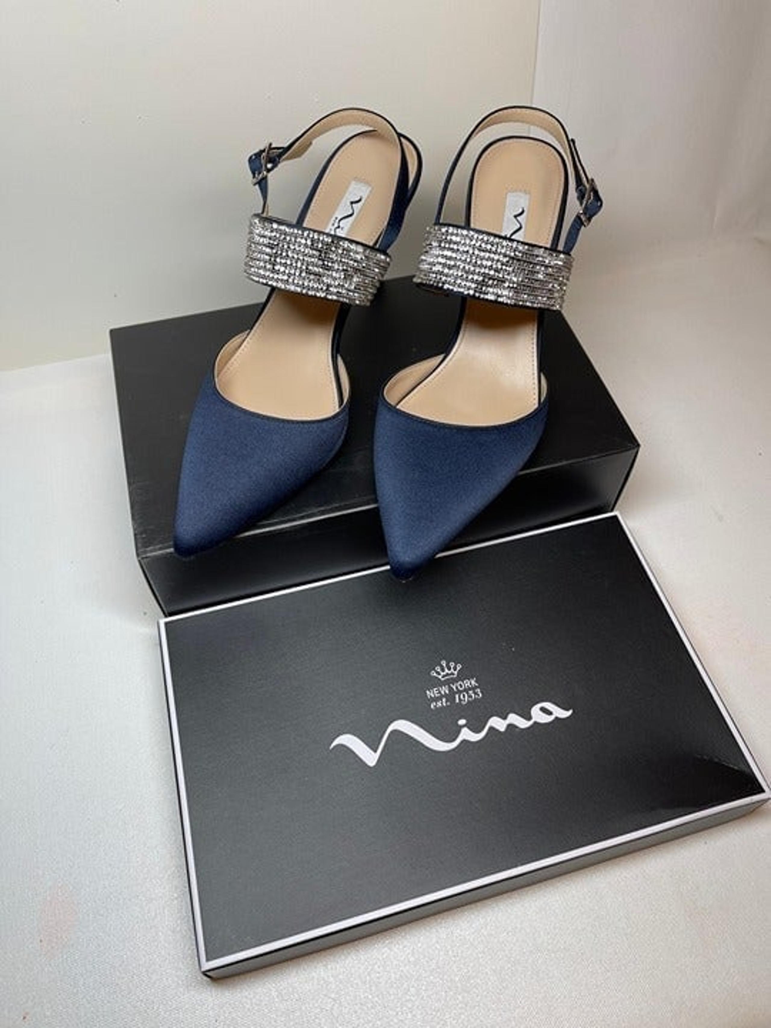 NINA Tenille Crystal Pointed-Toe Mid-Heel Dress Pump
