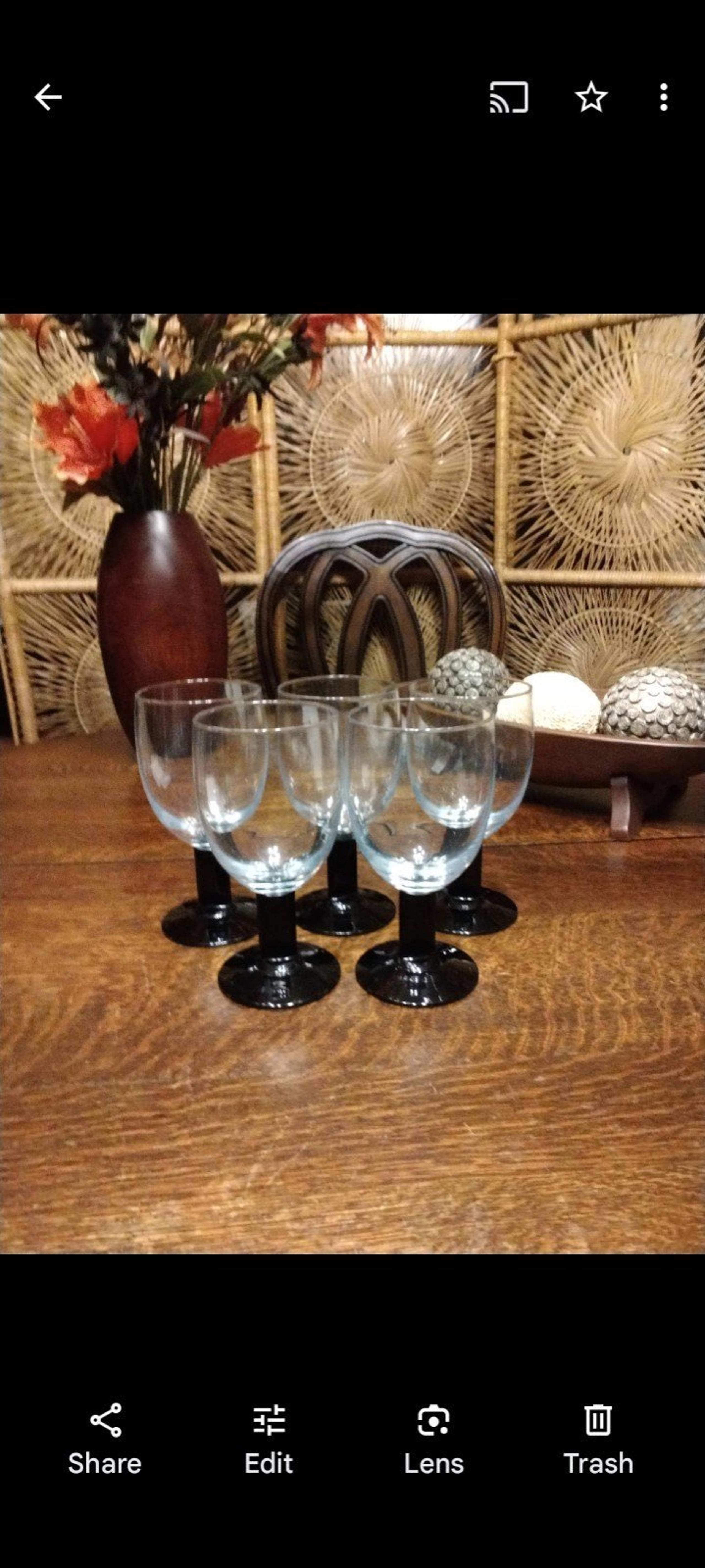 MCM Black Stem Clear Water Goblets - Set of 5