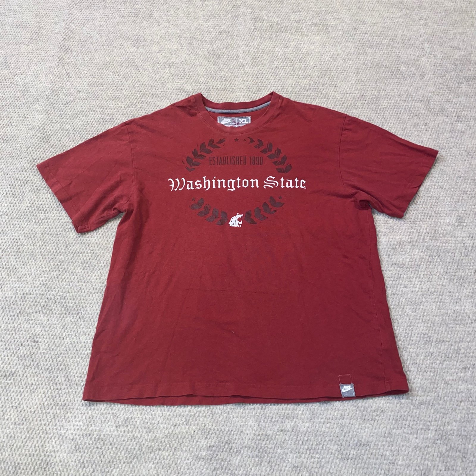 Vintage Nike NCAA Washington State Cougars Short Sleeve Shirt Red Men Size XL