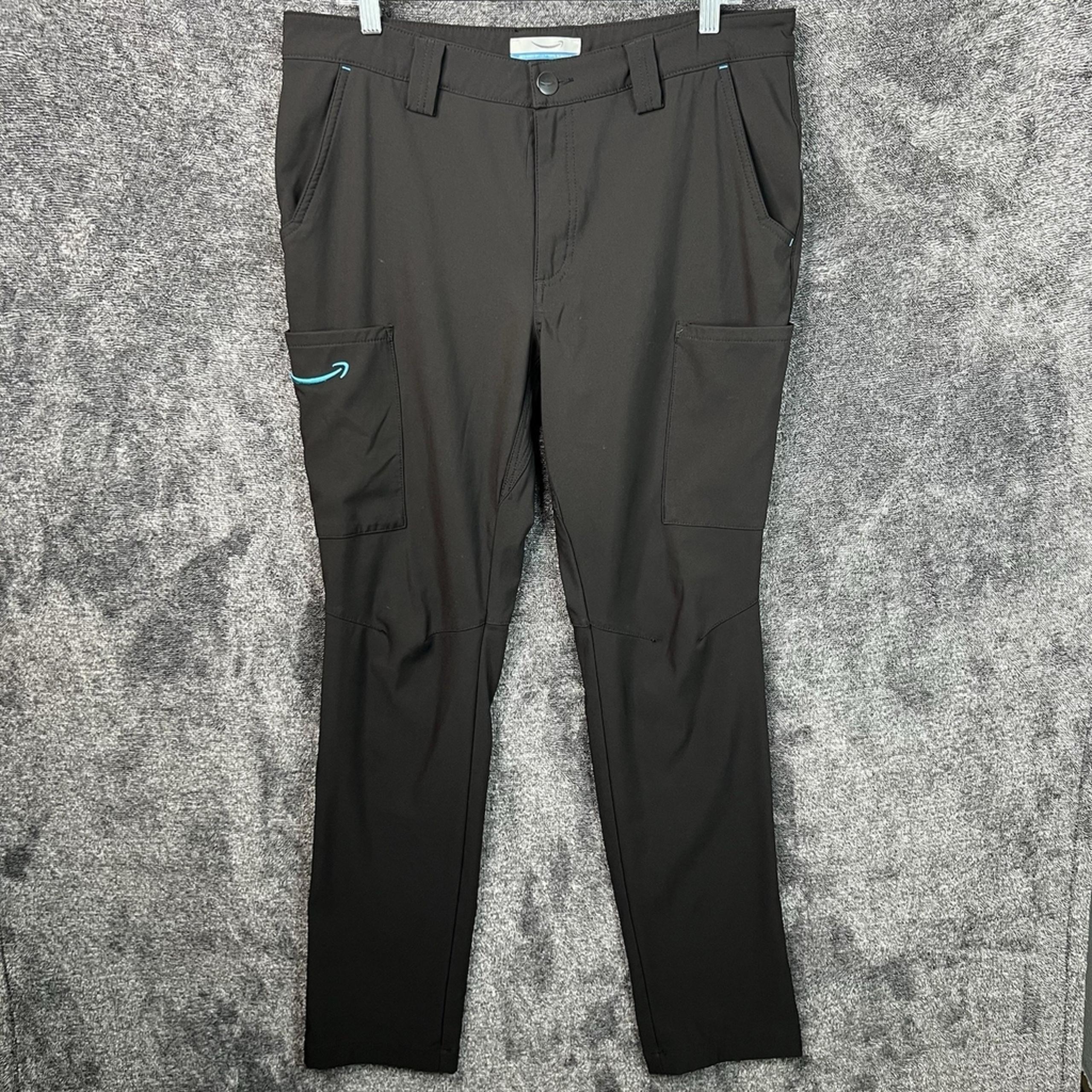 AMAZON Pants Luly Yang Men's Medium (32-34) Black Zip Up 6 Pockets Logo Stretch