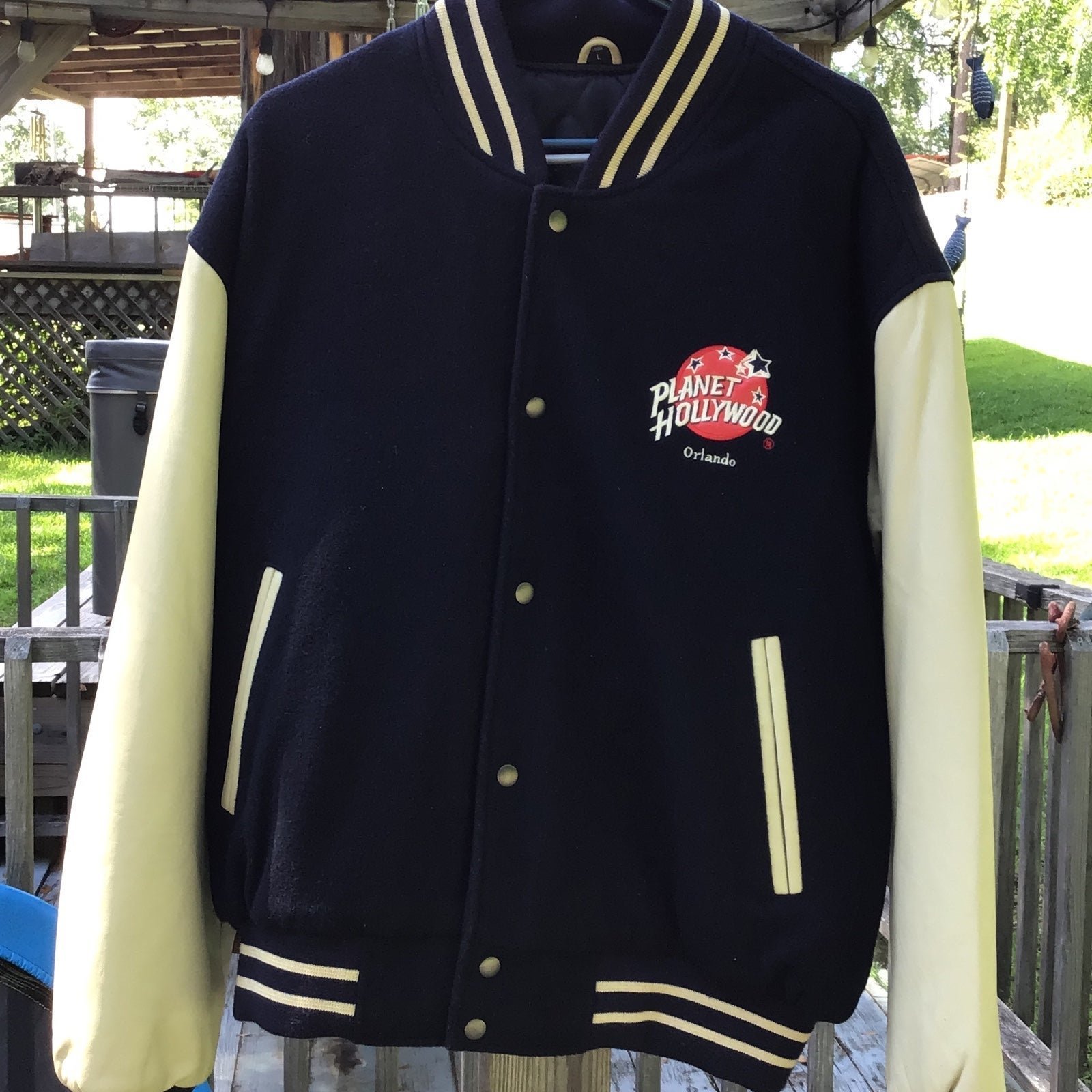 Vintage Planet Hollywood Orlando Varsity Bomber Jacket Leather and Wool Size La