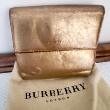 BURBERRY GOLD METALLIC WALLET LEATHER - Make an offer. w/dust bag! LOOK
