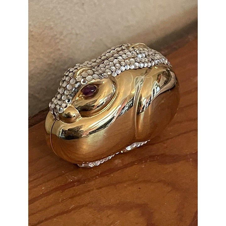 Vintage Signed Judith Leiber Rabbit popular Bunny Mini Pillbox Gold Tone Rhinestones