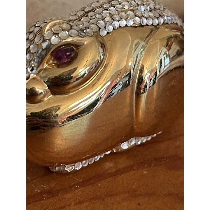 Vintage Signed Judith Leiber Rabbit popular Bunny Mini Pillbox Gold Tone Rhinestones