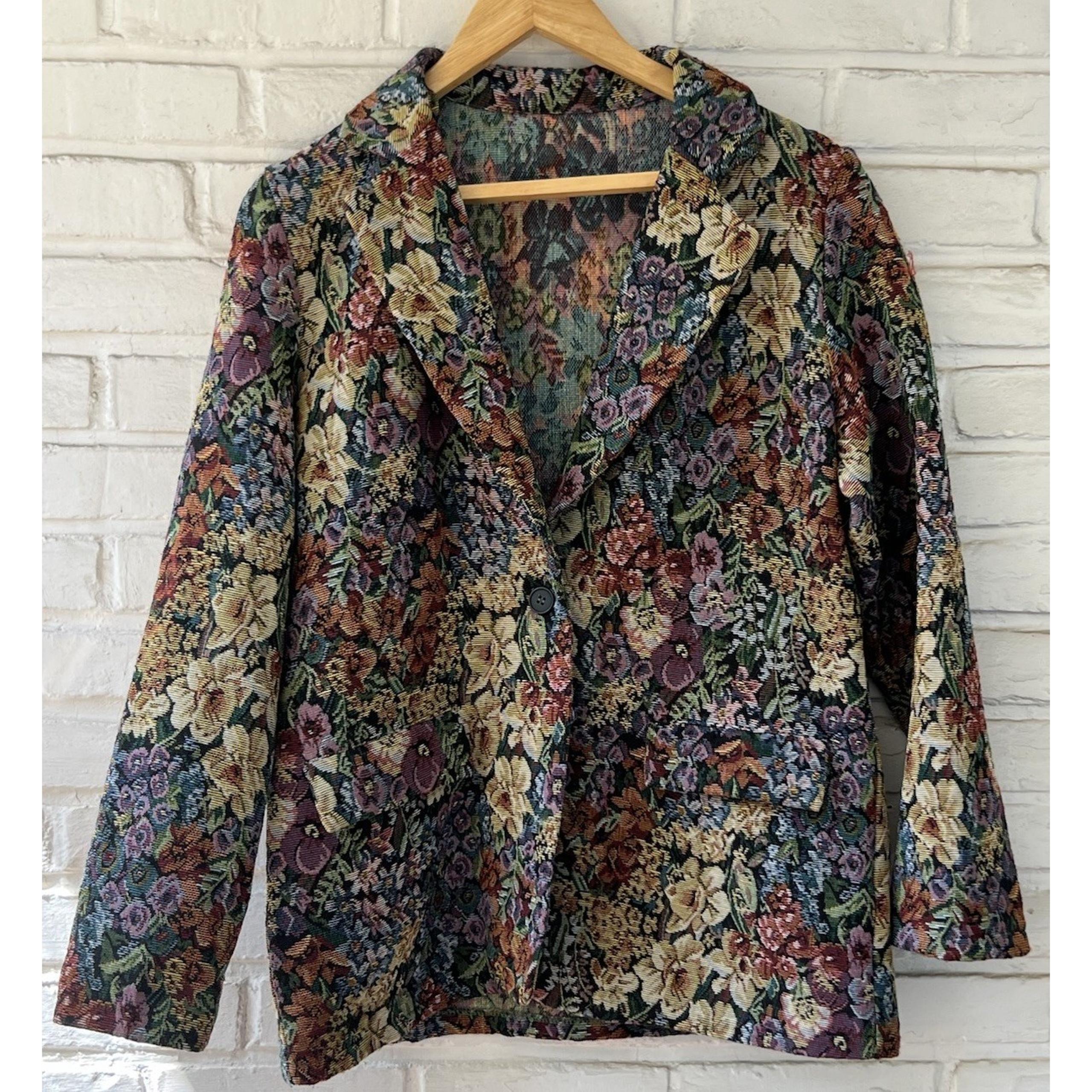 Shein Women's Floral Print Blazer Size M One Button Lightweight Casual Canvas