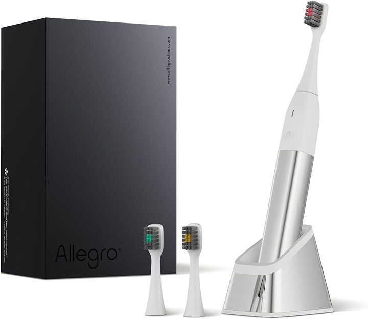 Allegro Luxury Premium Polished Metal Sonic Toothbrush SET OF TWO