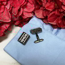 Elegant Crystal and Gunmetal Rectangular Cufflinks