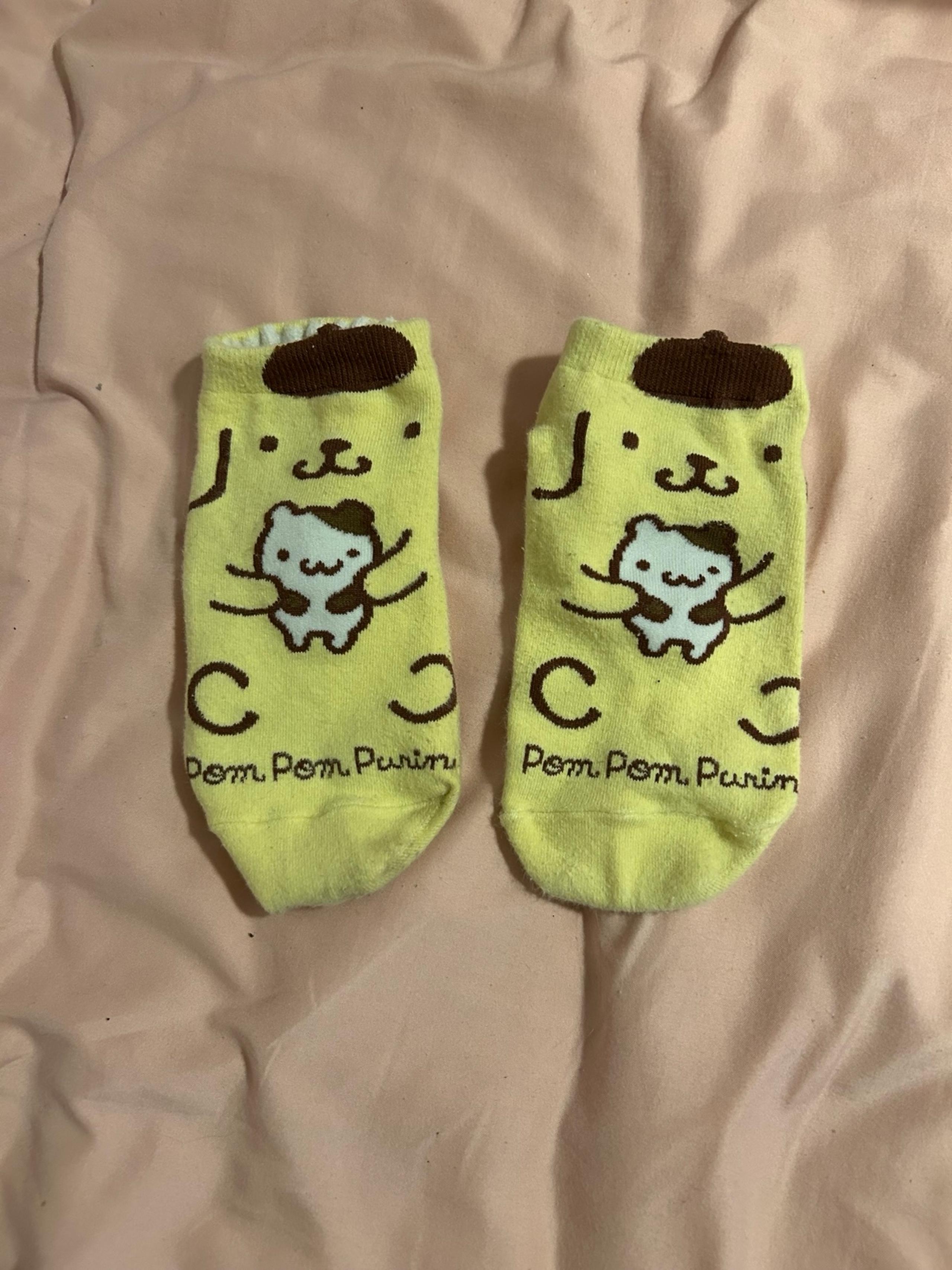 RARE Women Sanrio pompompurin socks cute comfy ankle crew cut socks yellow