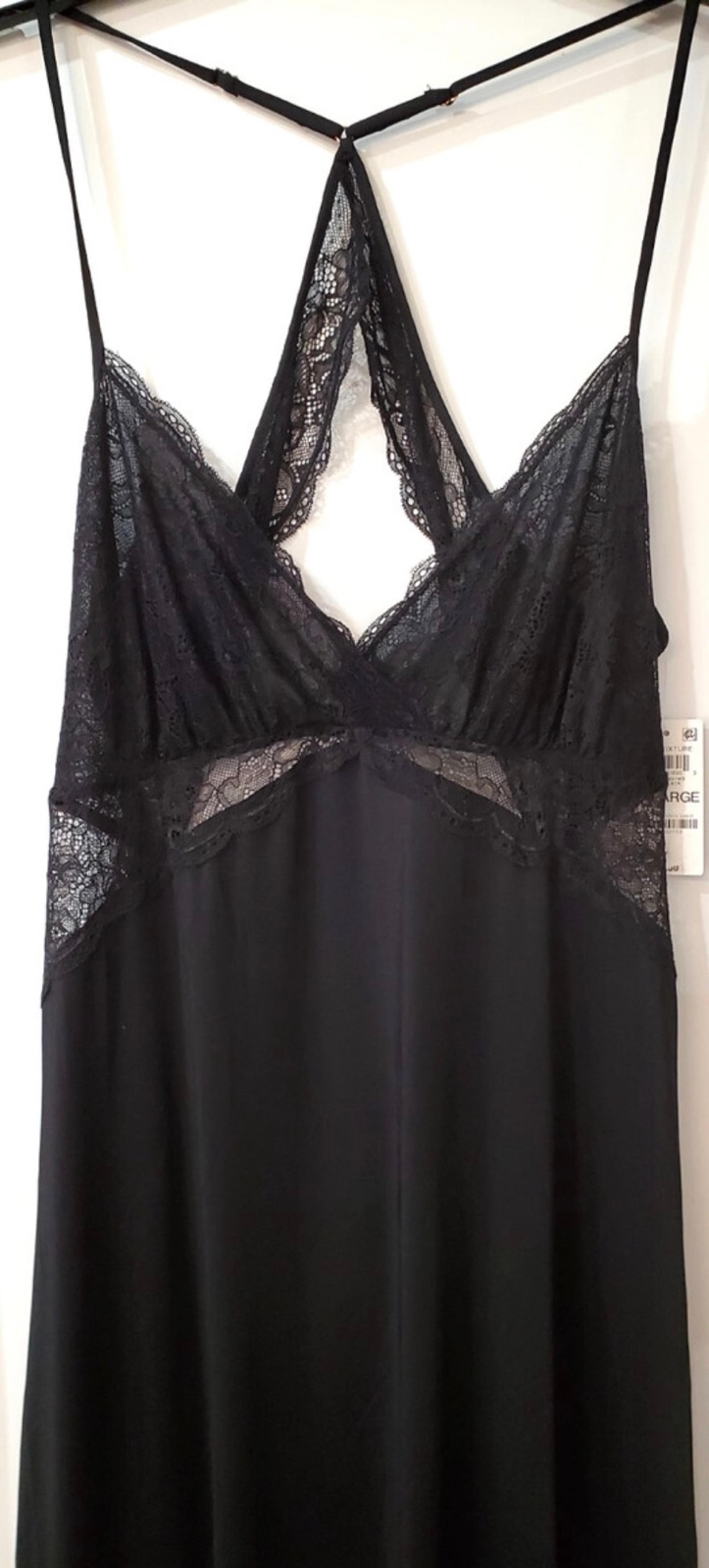 Black criss cross lace long nightdress