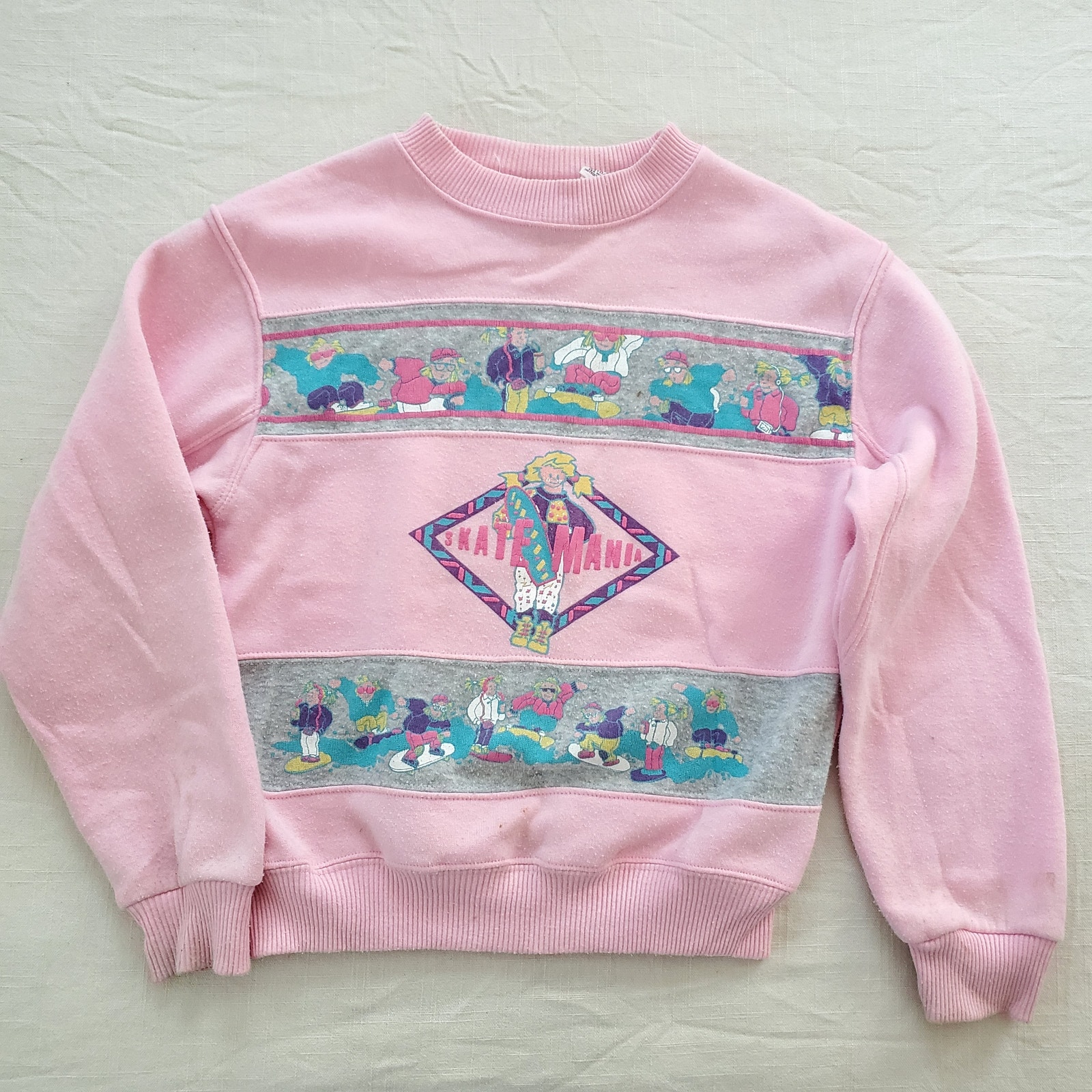 Vintage Skate Mania Pink Crewneck kids 8/10
