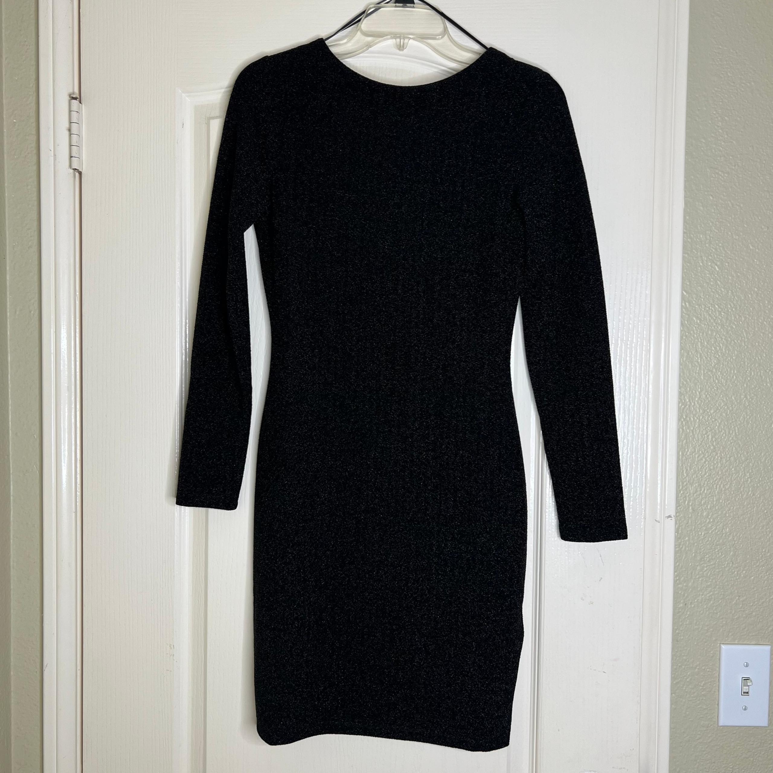 NWT H&M black Sparkle Glitter Cocktail Long Sleeve Dress