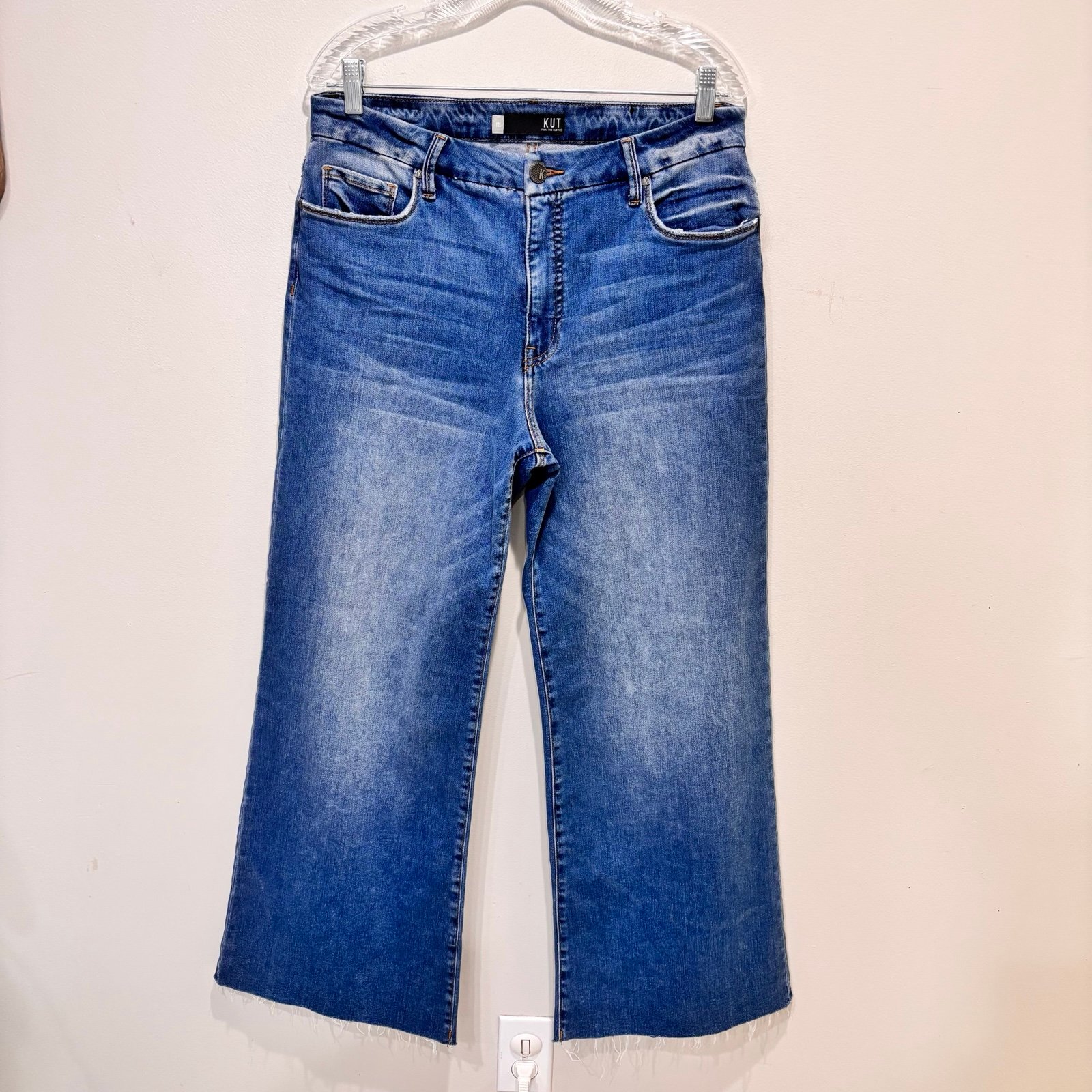 Kut From The Kloth Meg High Rise Fab Ab Wide Lag Raw Hem Women’s Jeans 12L