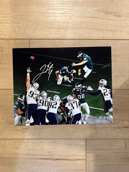 Jake Elliott signed autographed Philadelphia Eagles SBLII 11x14 Photo PSA