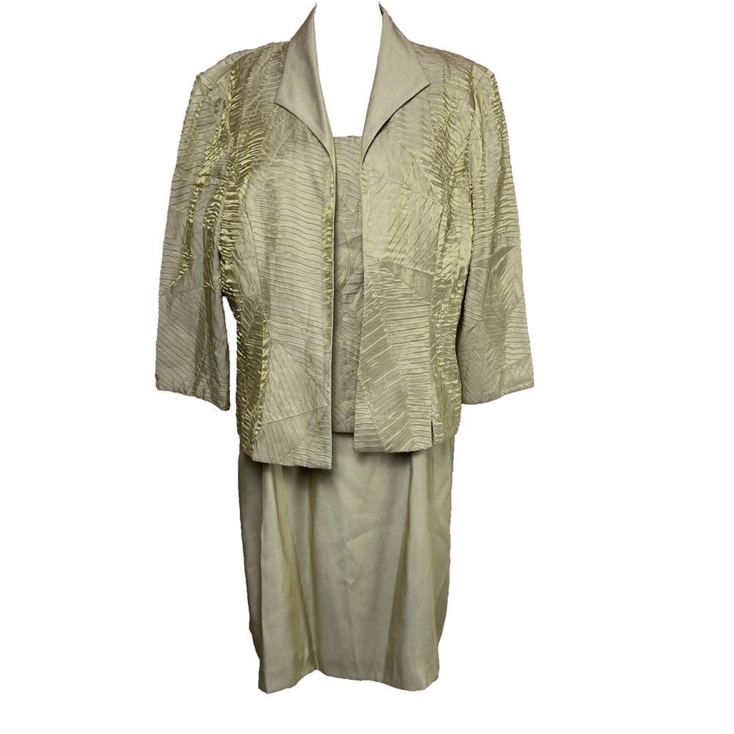 Alex Evenings Women Size 14 (Med) Gold Shimmer Iridescent Dress Jacket Set NWT