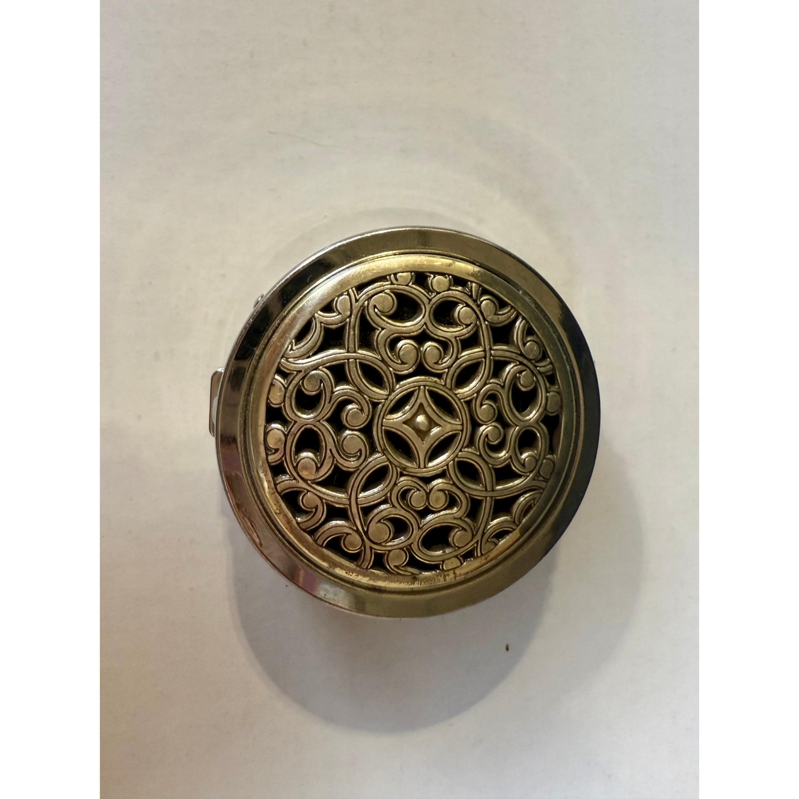 Brighton Pill Box Case Gold Tone Filigree Design Travel Medicine Organizer
