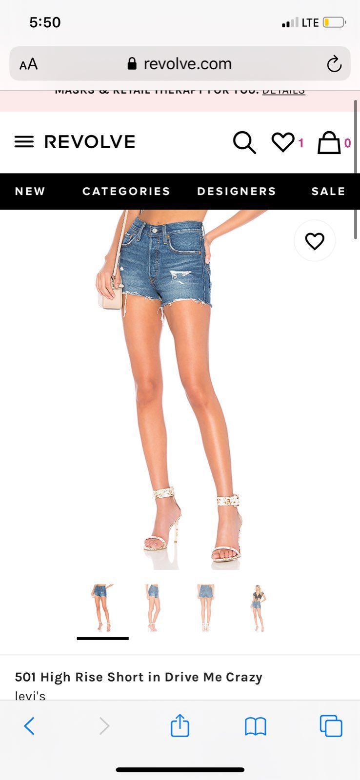 NWOT Levis 501 high rise jean shorts