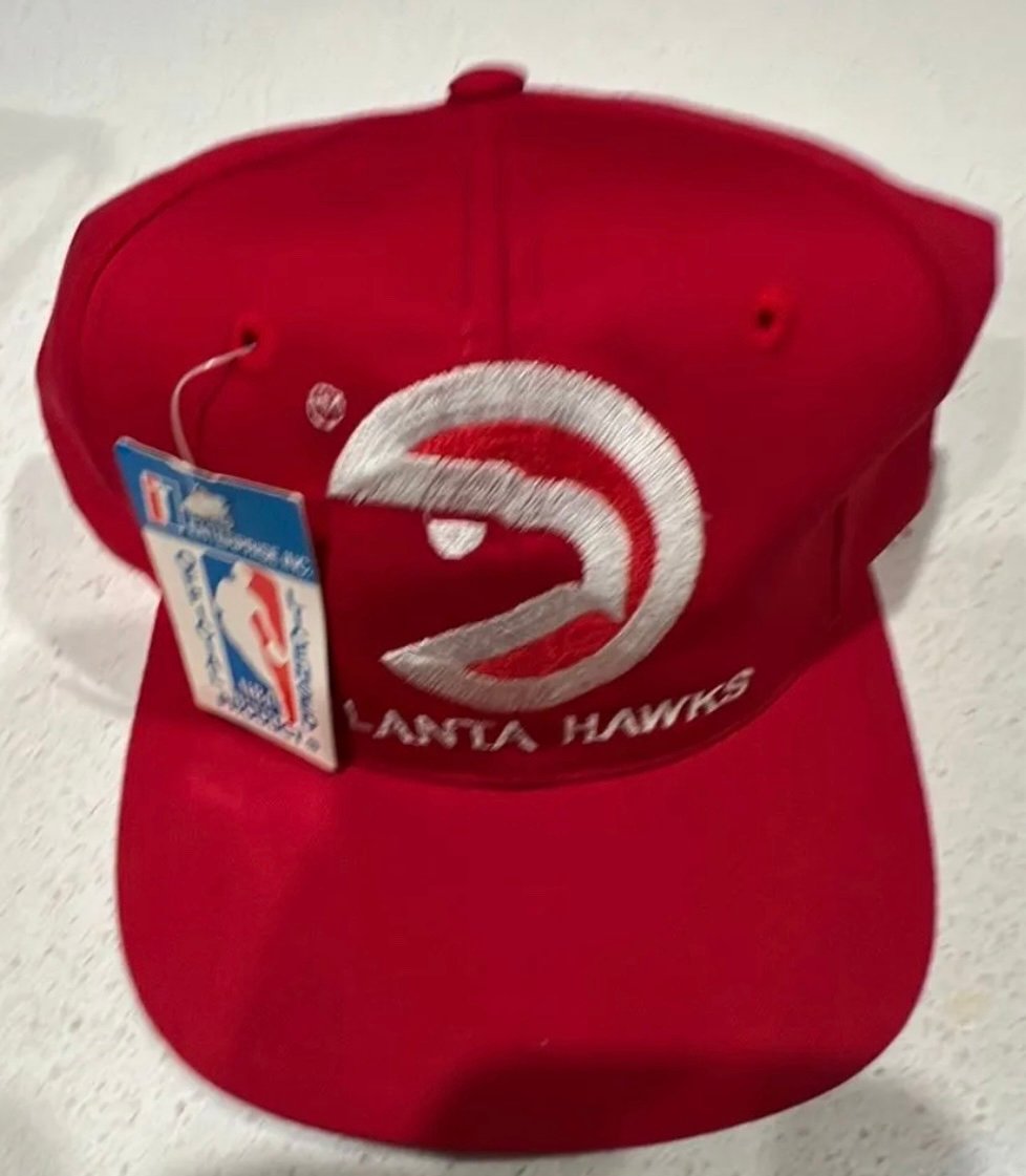 HAT-NBA Vintage 90's Atlanta Hawks Snapback Cap Hat TWINS Adjustable Pacman Logo