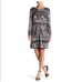 Calypso St. Barth Long Sleeve Silk Dress Black Grey White Size Medium