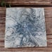 Ceramic coasters have high gloss resin, 4 piece Blue, silver, and white