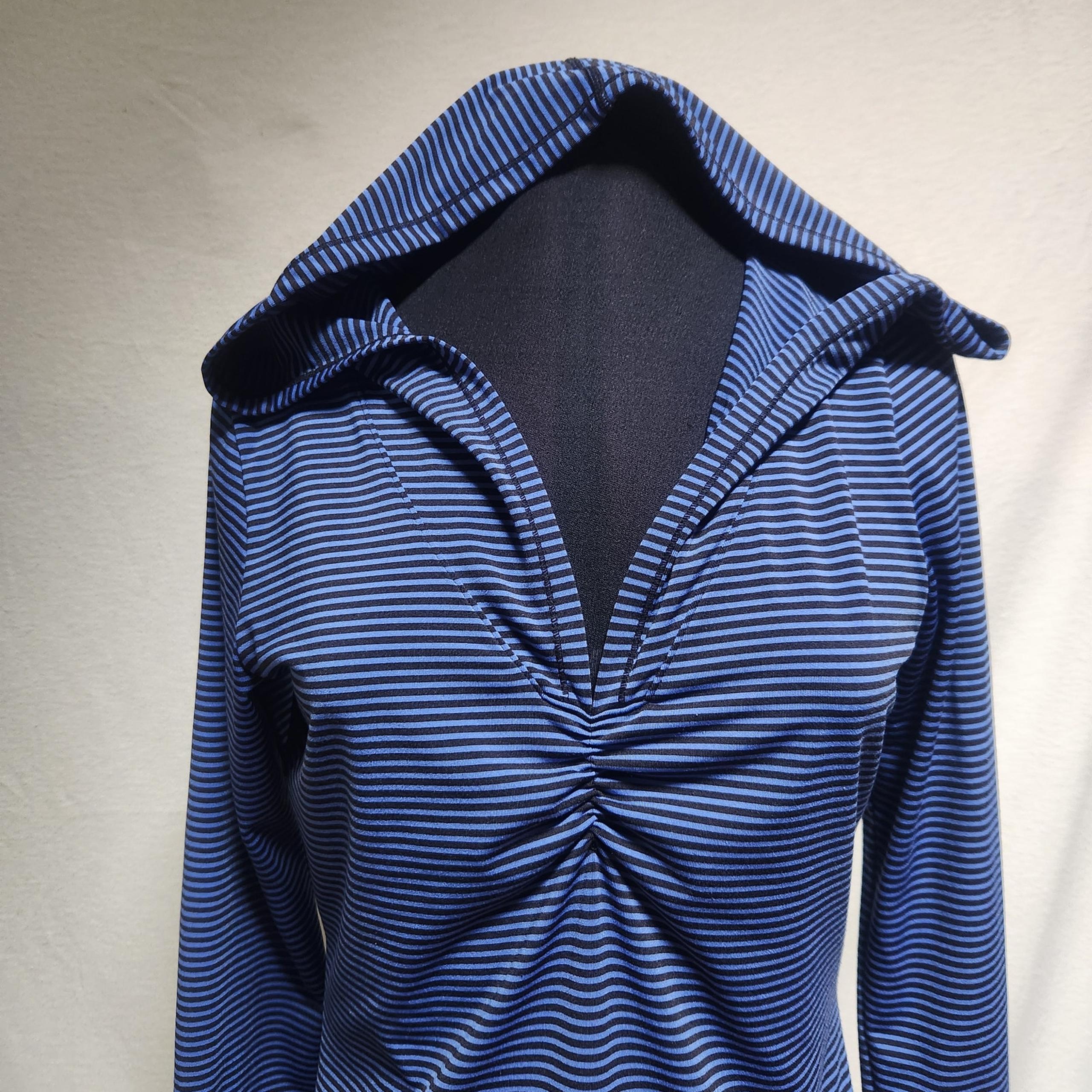 Prana Small Perry Stripe Hooded Pullover Quick Dry Wicking Top Long Sleeves