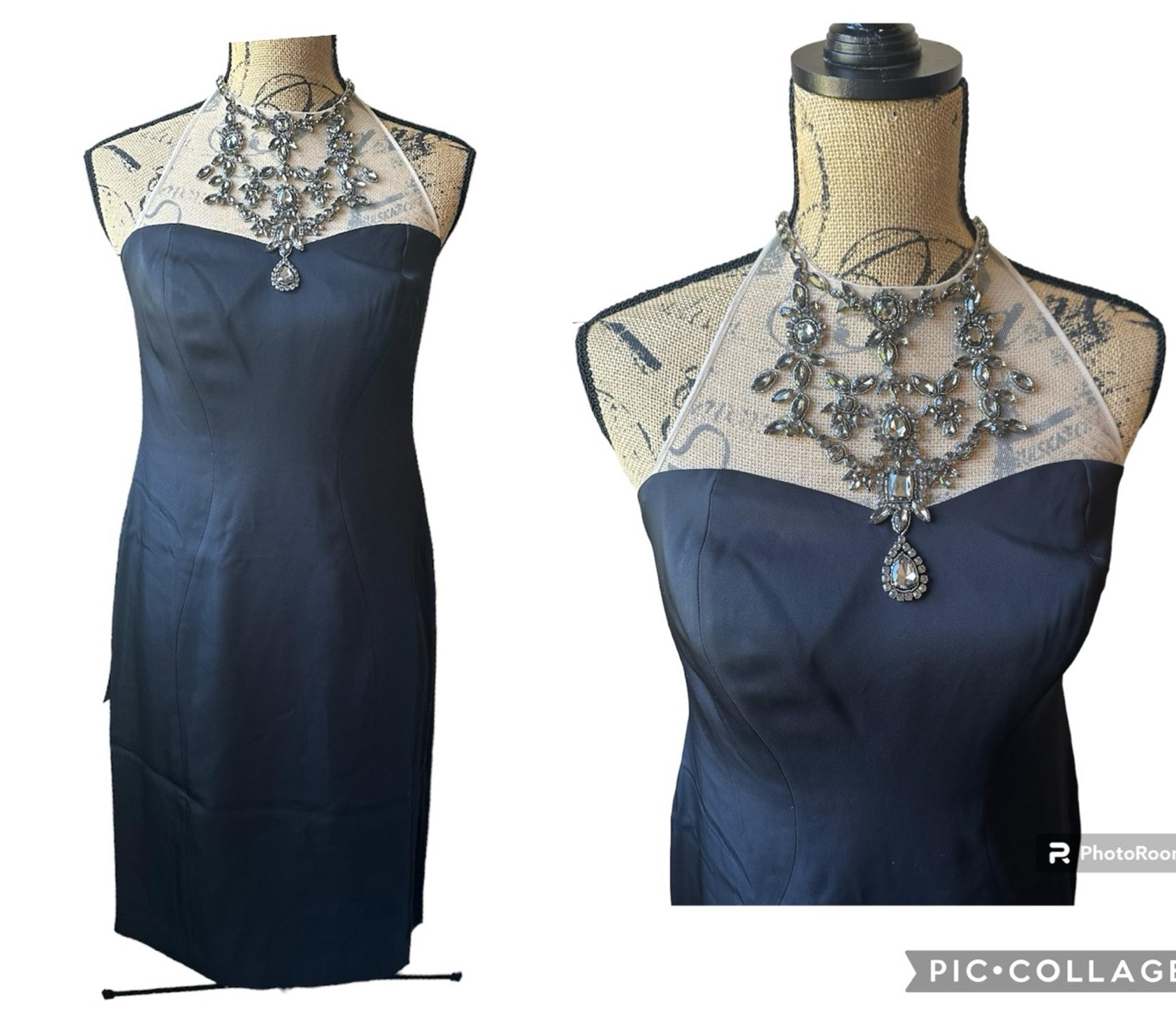 NEW Ann Taylor Black Dress Embellished JeweledHalter 327253 Formal/CocktailSmall