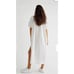 Free People Natural Element Midi White Dress Puff Sleeve Textured Side Slit sz M