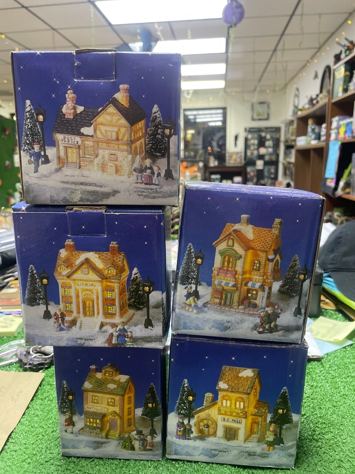 Miniature Olde Town Village Christmas 1992 Set Of 5