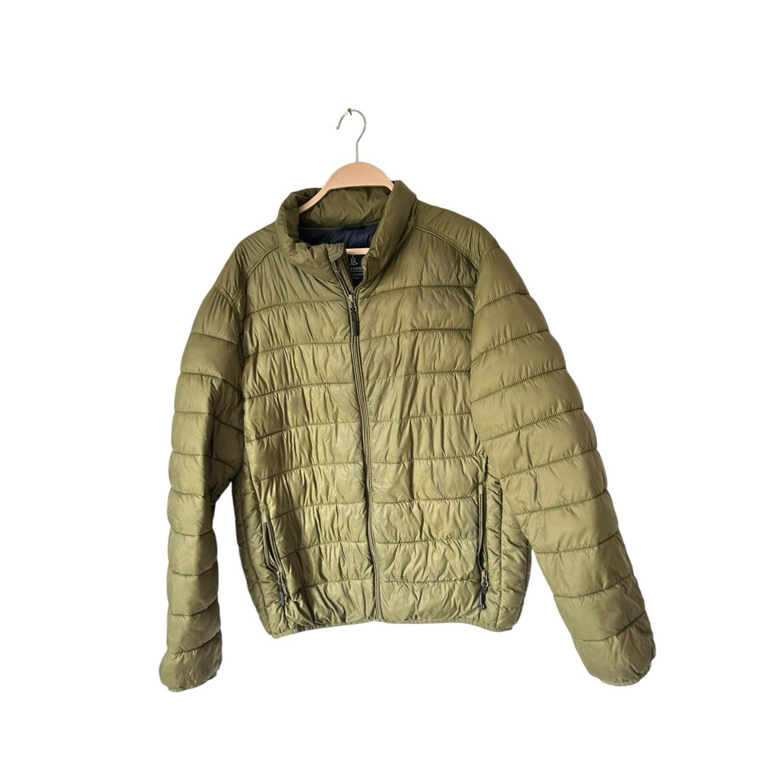 Rainforest Jacket Mens large green Puffer Full Zip Down midweight jacket/coat