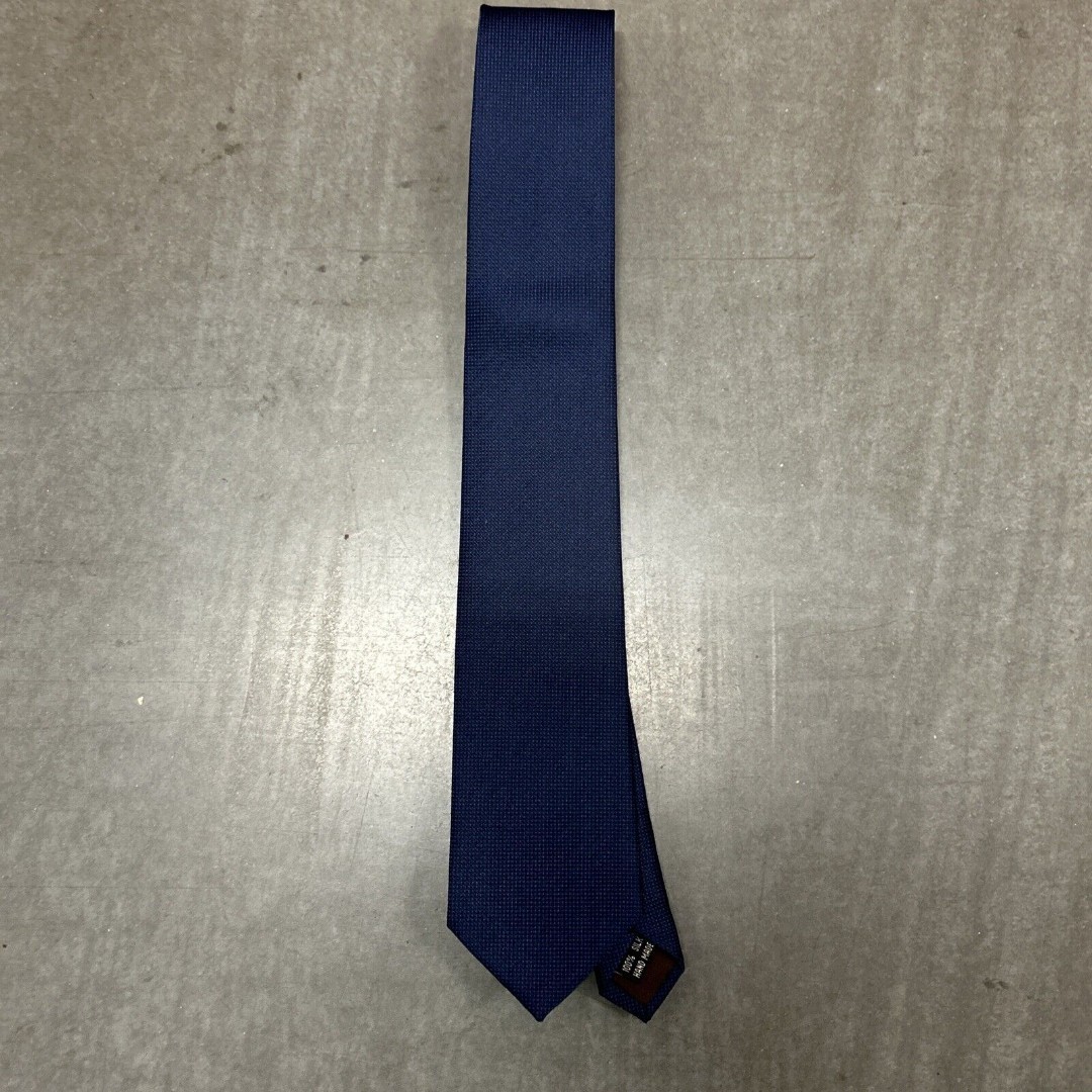 Louis Vuitton Tie Silk Navy Blue Men’s Logo Monogram Dress Designer Authentic