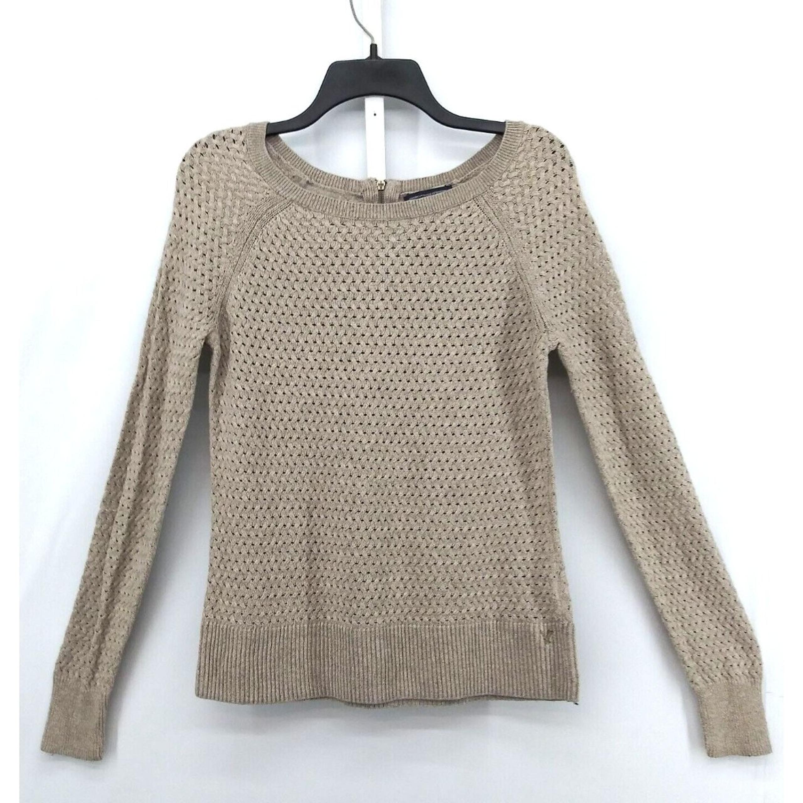 American Eagle Outfitters Sweater Womens Size M Tan Cable Knit Long Sleeve Top