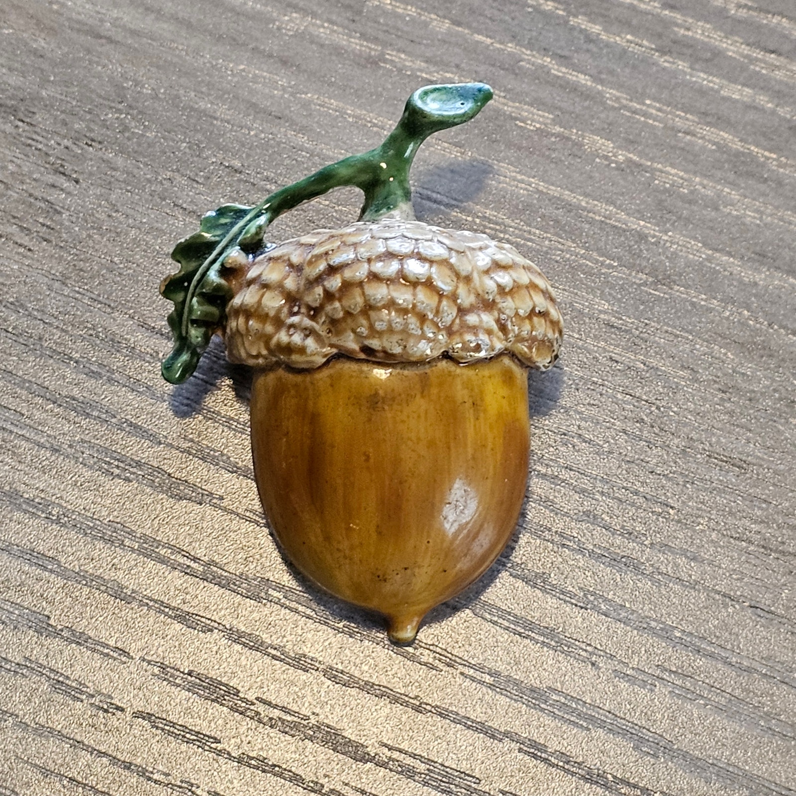Vintage Original by Robert Acorn Brooch Brown Enamel with Gold Backing