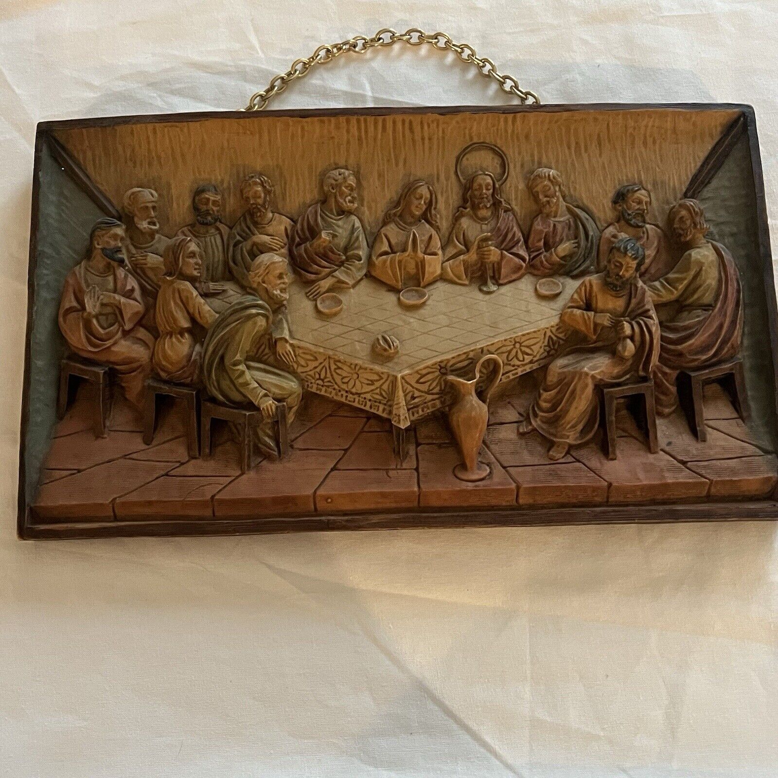 THE LAST SUPPER - PLAQUE made in Italy --VINTAGE, SOAPSTONE, 3D lifted- DETAILED