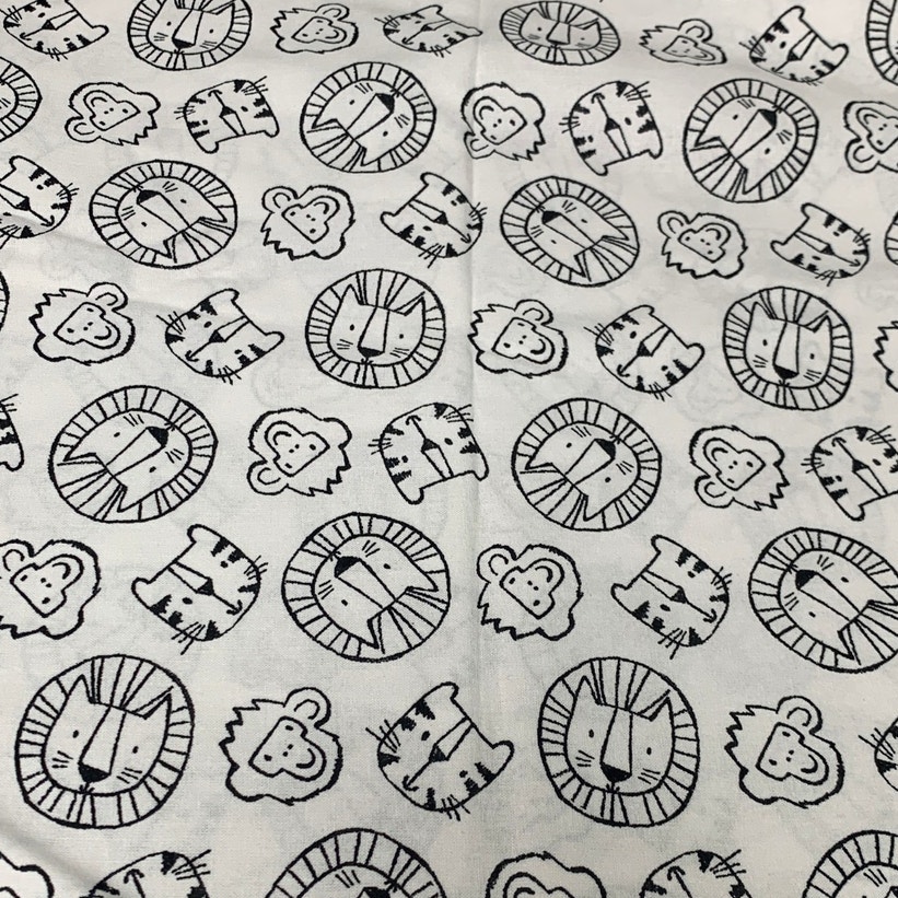 3.5 Yds Fabric Traditions Zoo Tiger Lion Monkey Animal Cotton Quilting Fabric